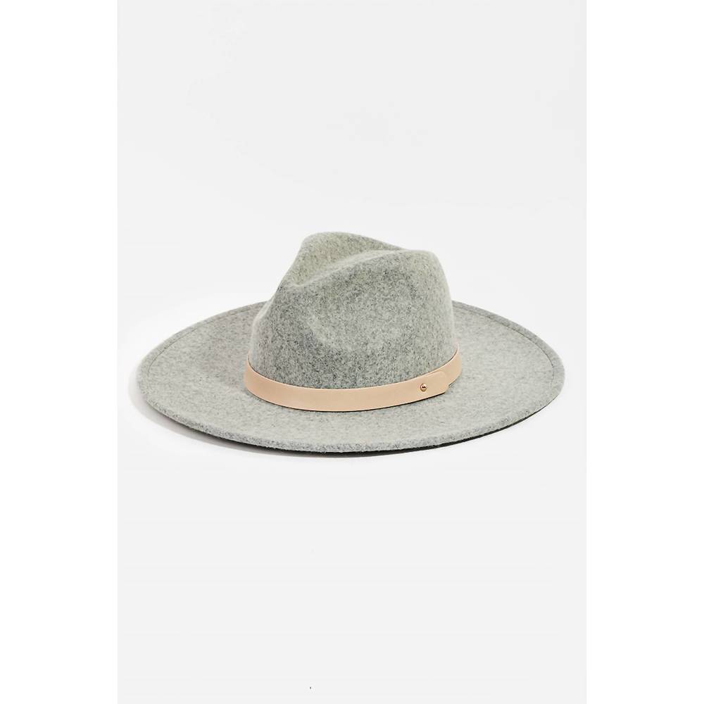 NEW FAME ACCESSORIES women's wool felt flat brim fedora hat in grey